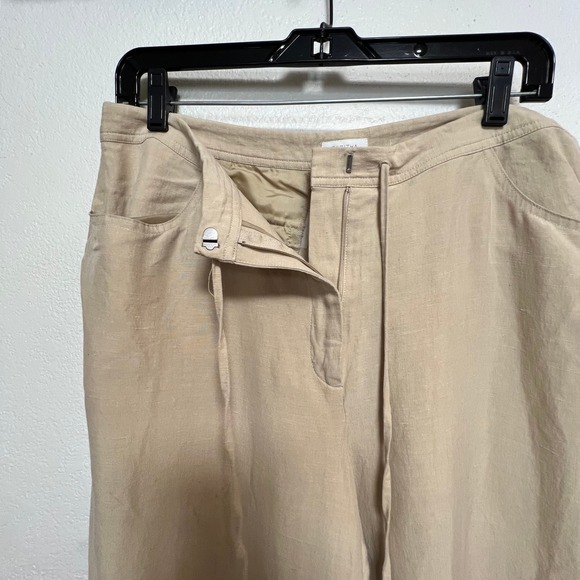 Liz Claiborne Tabitha Silk Linen Tan Wide Leg Capri Pants‎ Size 14 - Picture 5 of 11